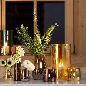 Flower Metallic Range Glass Vase available at Robeys