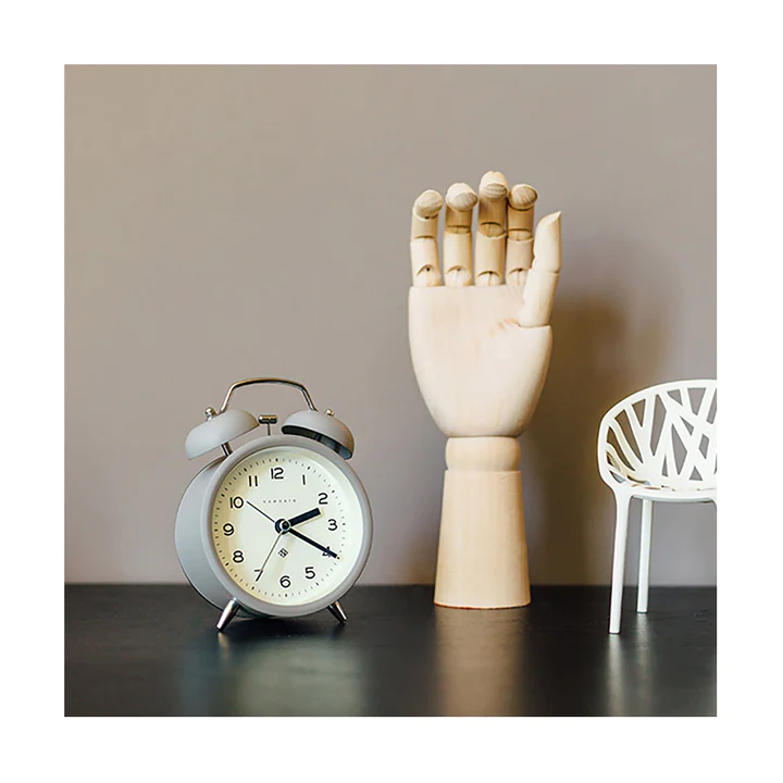 Newgate Modern Charlie Bell Echo Grey Alarm Clock available at Robey’s Derbyshire