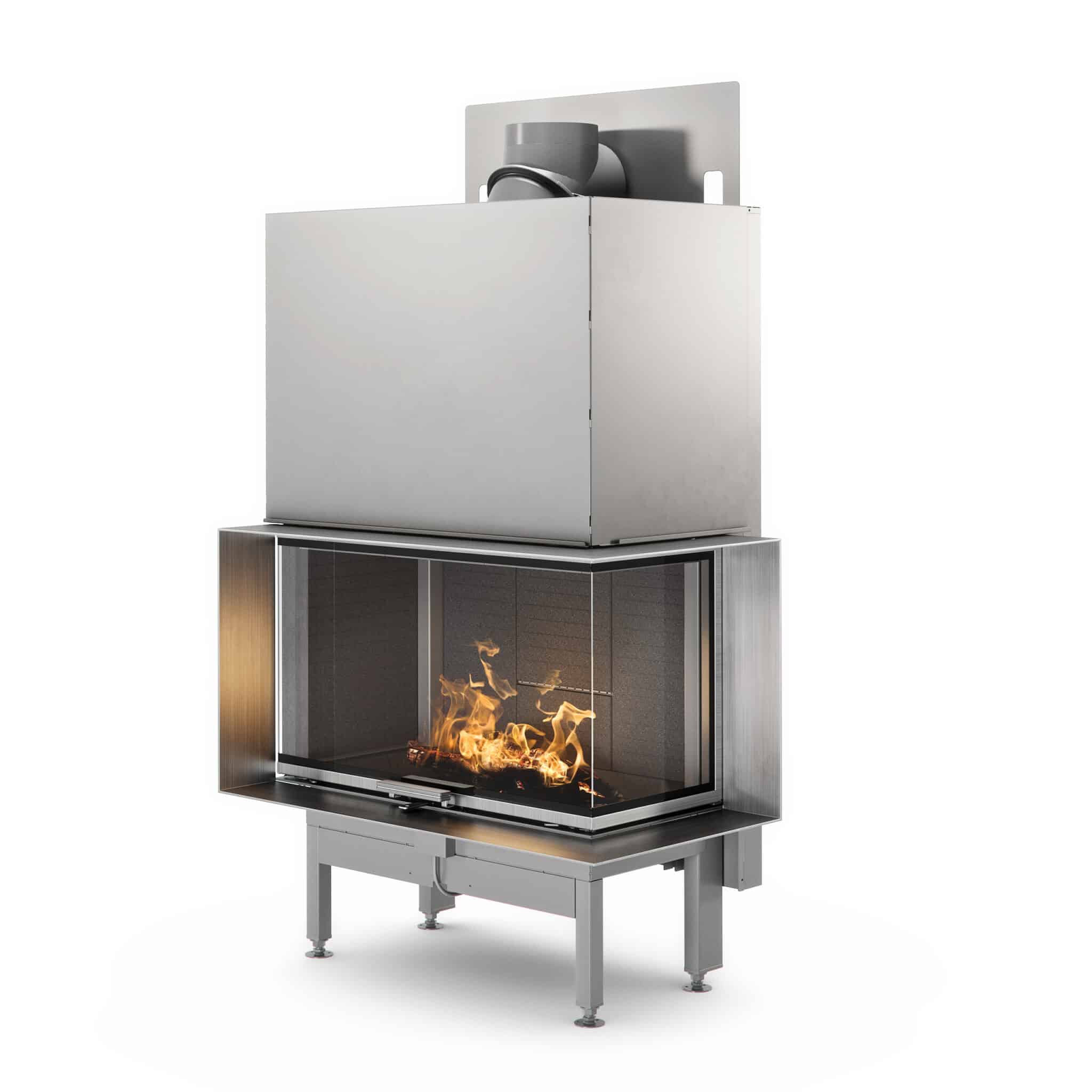 Rais 2 F01 with fire scaled Visio 2 LARGE Corner Insert Fireplace Wood Burning 10.3kW