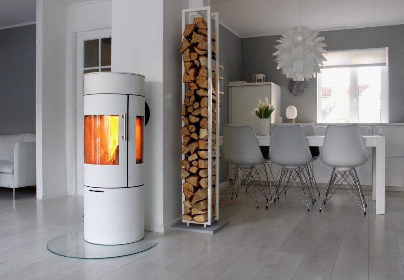 190cm White Log Holder without Wall Protection | Robey's