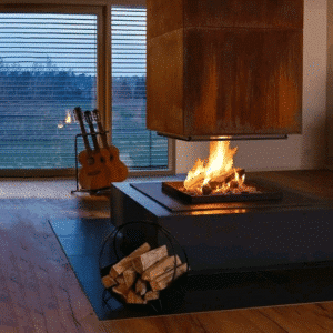 URFEUER 4Free, Island Wood Burning Open Fire 7kw available from Robey's Derbyshire