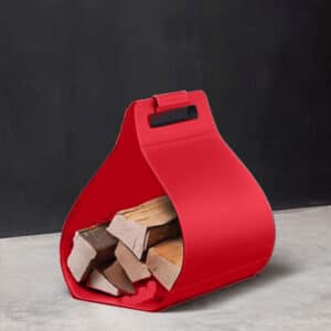 Dafne Leather Firewood Bag in Red