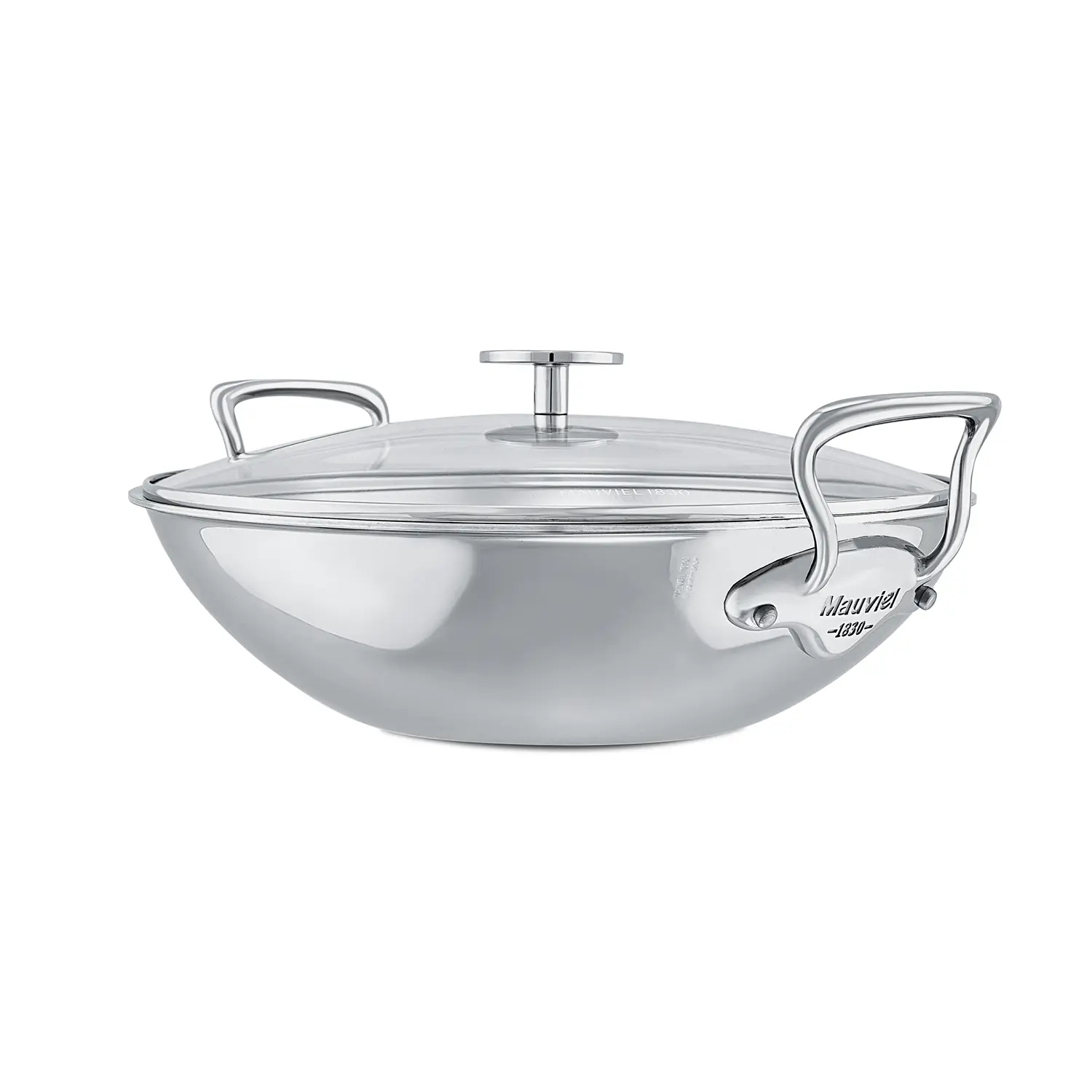 M'Cook Stainless Steel 32cm Wok with Handles and Glass Lid