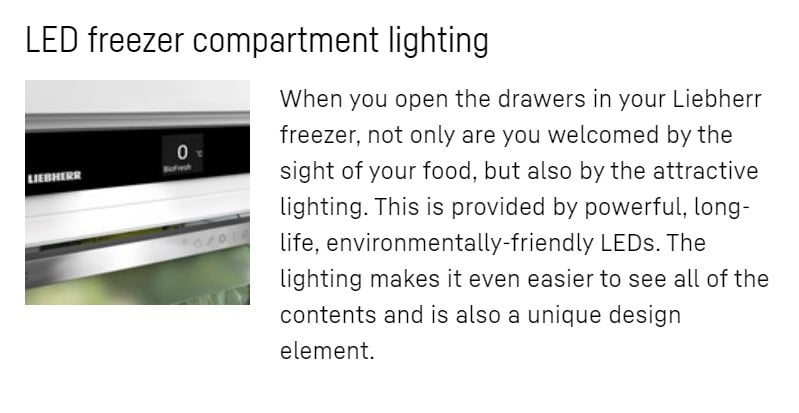 LED Liebherr SIFNdi 4556 Prime NoFrost Freezer for integrated use