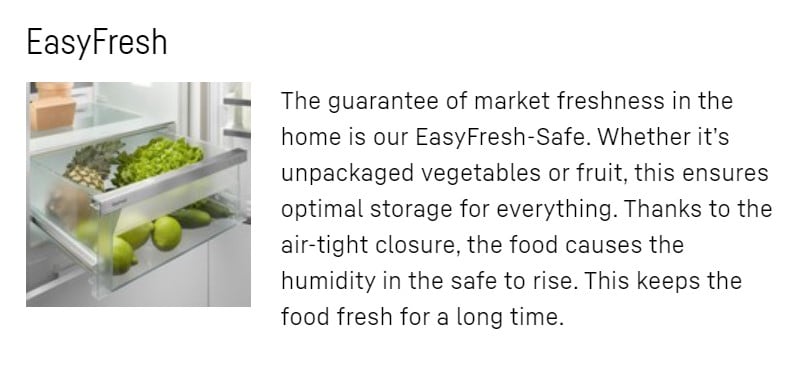 easy fresh Liebherr IRe 4100 Pure Integrated fridge with EasyFresh