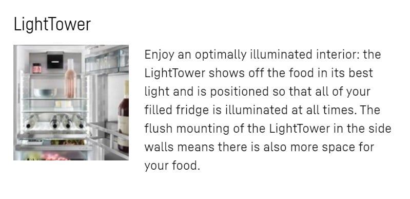 light tower Liebherr IRBci 4150 Prime Refrigerator with BioFresh for integrated use