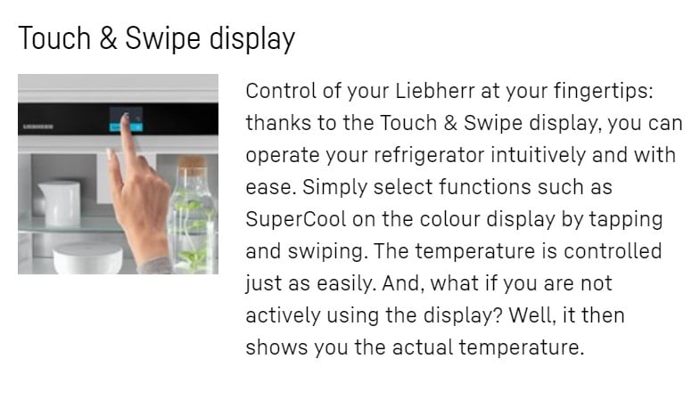 touch and swipe 1 Liebherr SIFNdi 4556 Prime NoFrost Freezer for integrated use