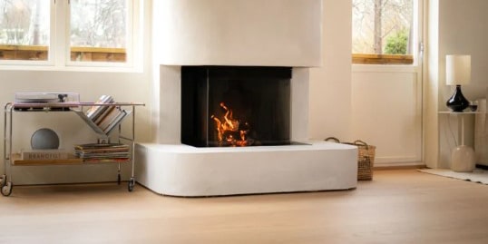 M-Design Wood Three Sided Fireplace