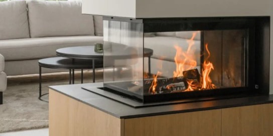 M-Design Wood Room Divider Fireplace