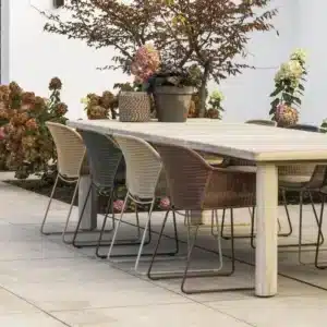Max & Luuk Tarazona chairs around an outdoor dining table