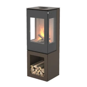 Nexo 120 Wood Burning Stove with Mocha Paint, Contemporary Glass Door & Side Glass USED EX-DISPLAY OFFER